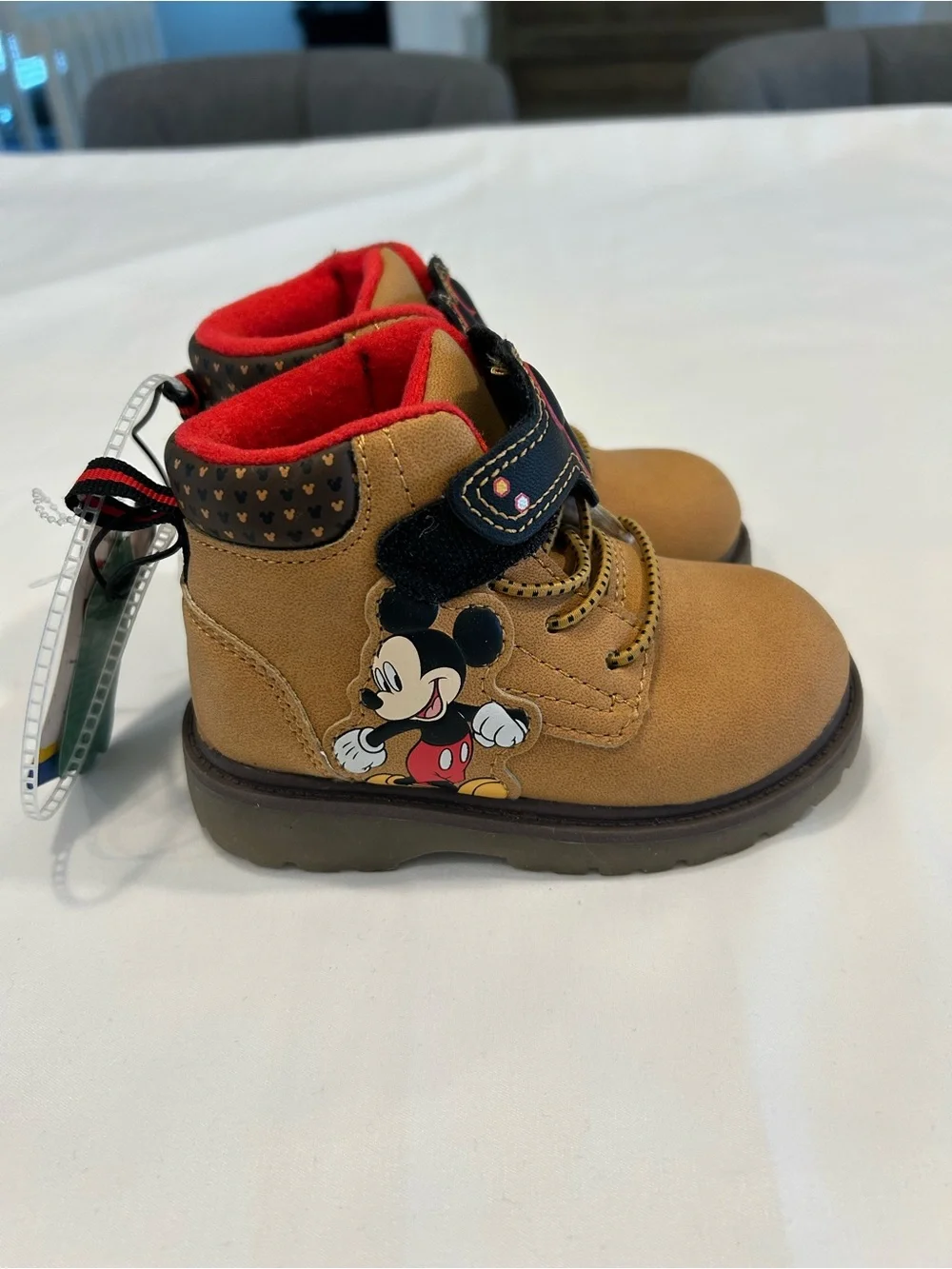 Kids Brown Lace-Up Ankle Boots with Red Lining